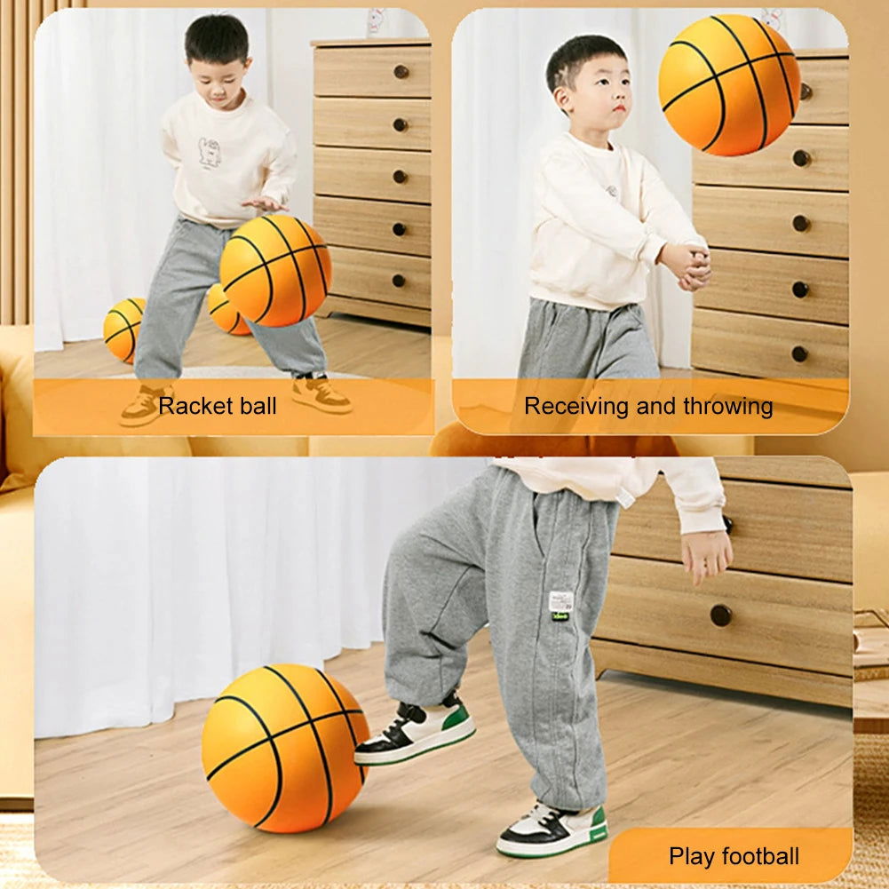 Kids Bouncing Mute Silent Basketball Squeezable Mute Bouncing Basketball Indoor Silent Ball Foam Basketball Bounce Football - Slobuy