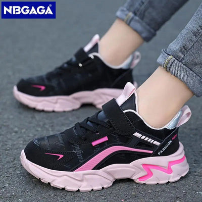 Kids Casual Pink Girls Leather Shoes Fashion For 7-15y Lightweight Running Young Student's Children Sports Girl's Shoe NBGAGA - Slobuy