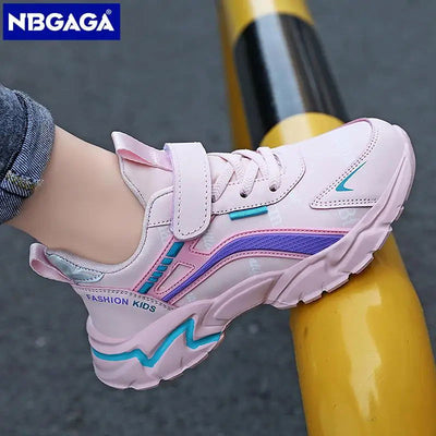 Kids Casual Pink Girls Leather Shoes Fashion For 7-15y Lightweight Running Young Student's Children Sports Girl's Shoe NBGAGA - Slobuy