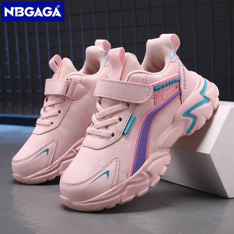 Kids Casual Pink Girls Leather Shoes Fashion For 7-15y Lightweight Running Young Student's Children Sports Girl's Shoe NBGAGA - Slobuy