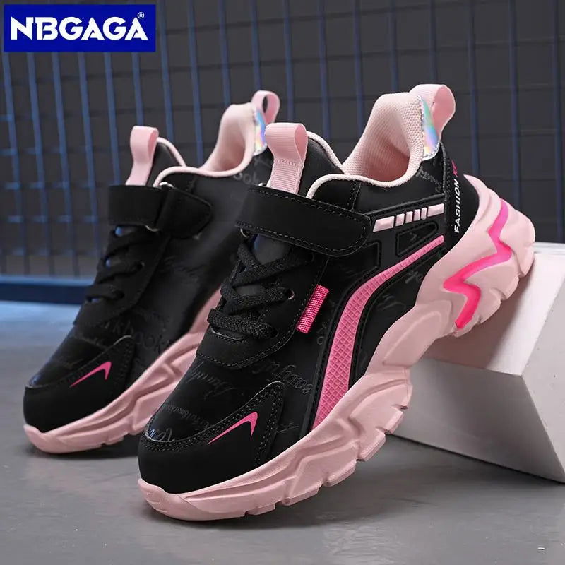 Kids Casual Pink Girls Leather Shoes Fashion For 7-15y Lightweight Running Young Student's Children Sports Girl's Shoe NBGAGA - Slobuy