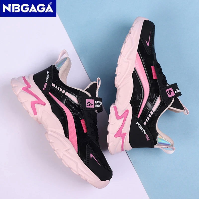 Kids Casual Pink Girls Leather Shoes Fashion For 7-15y Lightweight Running Young Student's Children Sports Girl's Shoe NBGAGA - Slobuy