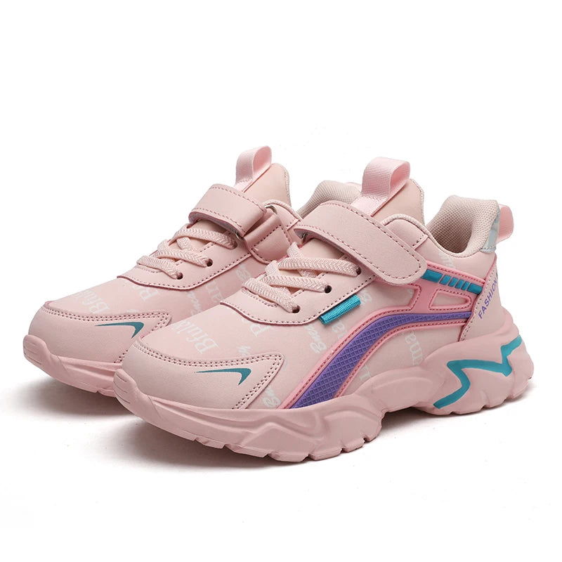 Kids Casual Pink Girls Leather Shoes Fashion For 7-15y Lightweight Running Young Student's Children Sports Girl's Shoe NBGAGA - Slobuy