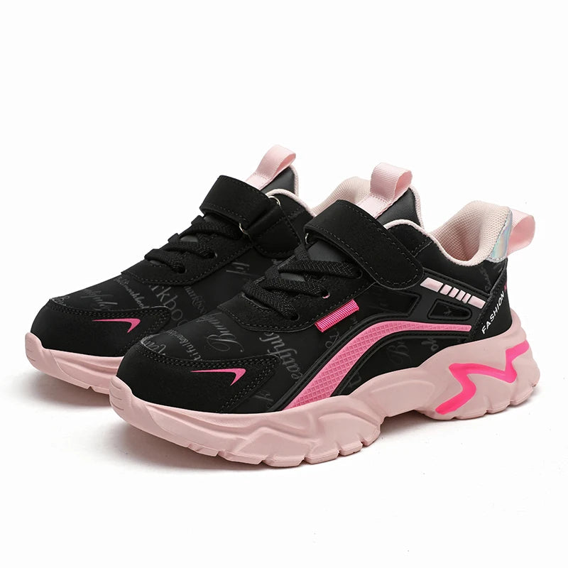 Kids Casual Pink Girls Leather Shoes Fashion For 7-15y Lightweight Running Young Student's Children Sports Girl's Shoe NBGAGA - Slobuy