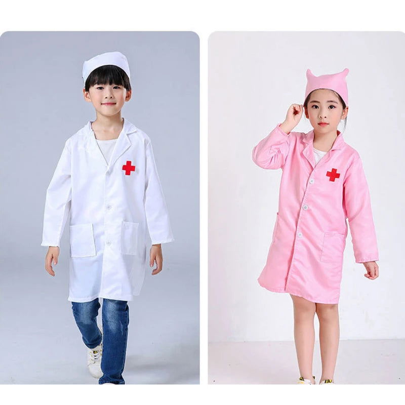 Kids Cosplay Clothes Boys Girls Doctor Nurse Uniforms Fancy toddler Christmas Xmas Role Play Costumes Party Wear doctor gown - Slobuy