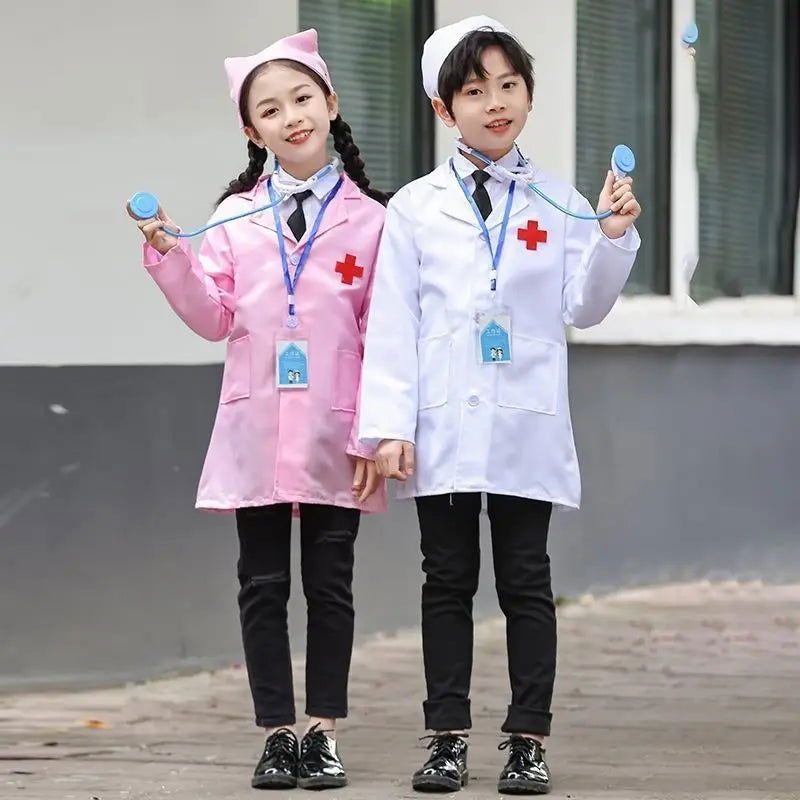 Kids Cosplay Clothes Boys Girls Doctor Nurse Uniforms Fancy toddler Christmas Xmas Role Play Costumes Party Wear doctor gown - Slobuy