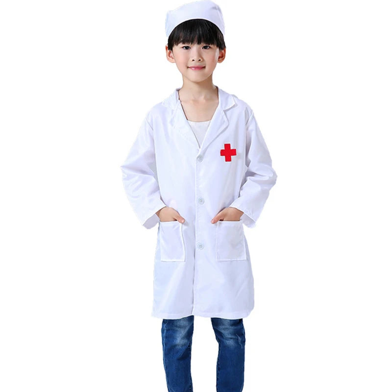 Kids Cosplay Clothes Boys Girls Doctor Nurse Uniforms Fancy toddler Christmas Xmas Role Play Costumes Party Wear doctor gown - Slobuy