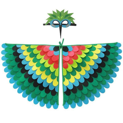 Kids Cosplay Costume Stage Performance Owl Peacock Wings Bird Felt Cape with Mask for Girls Boys Halloween Party Cloak - Slobuy