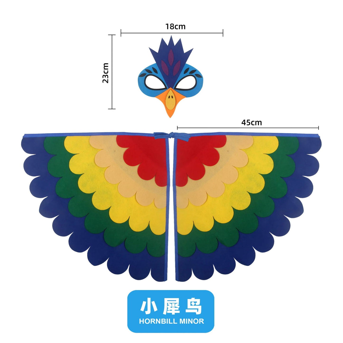 Kids Cosplay Costume Stage Performance Owl Peacock Wings Bird Felt Cape with Mask for Girls Boys Halloween Party Cloak - Slobuy