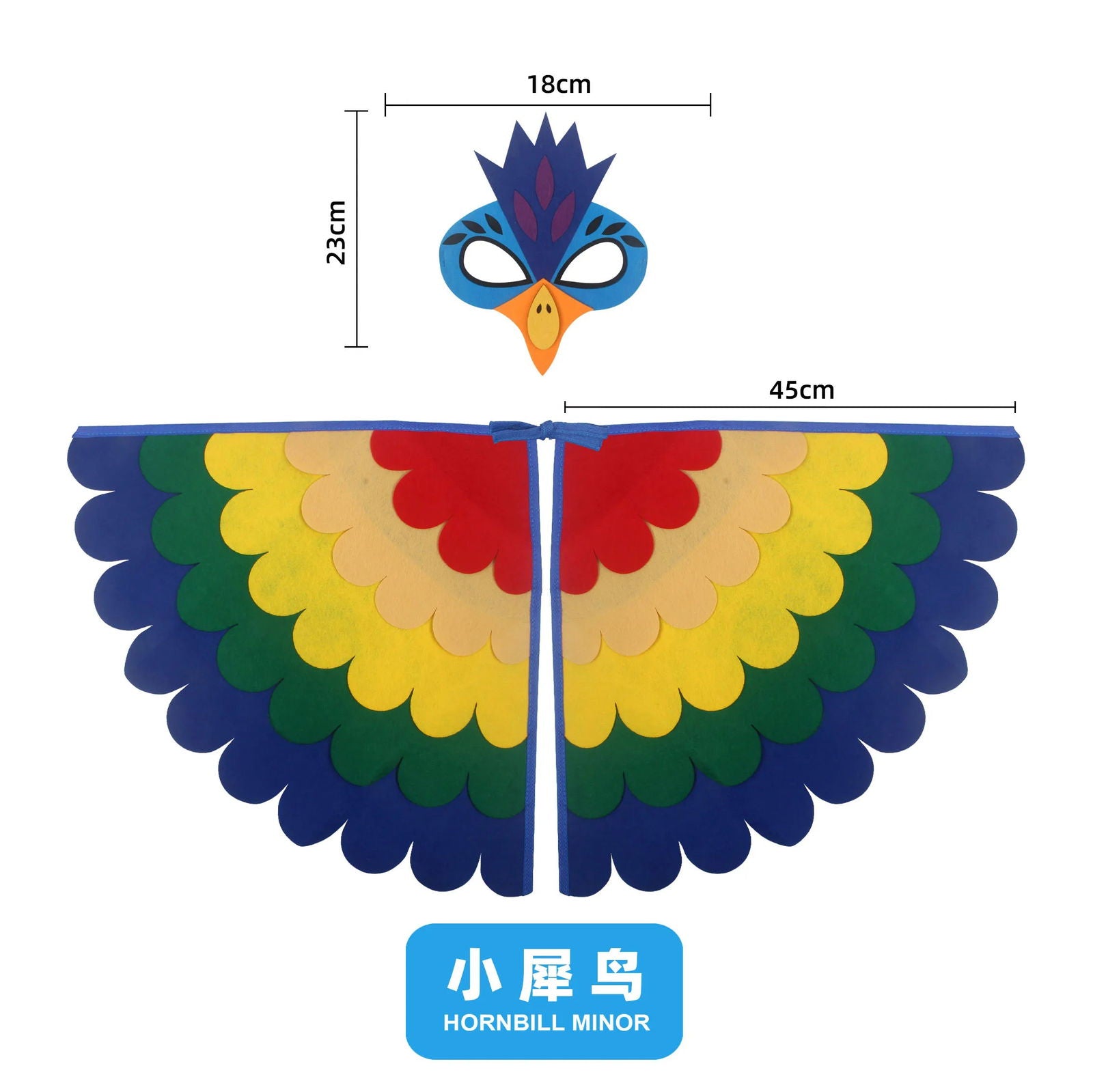 Kids Cosplay Costume Stage Performance Owl Peacock Wings Bird Felt Cape with Mask for Girls Boys Halloween Party Cloak - Slobuy