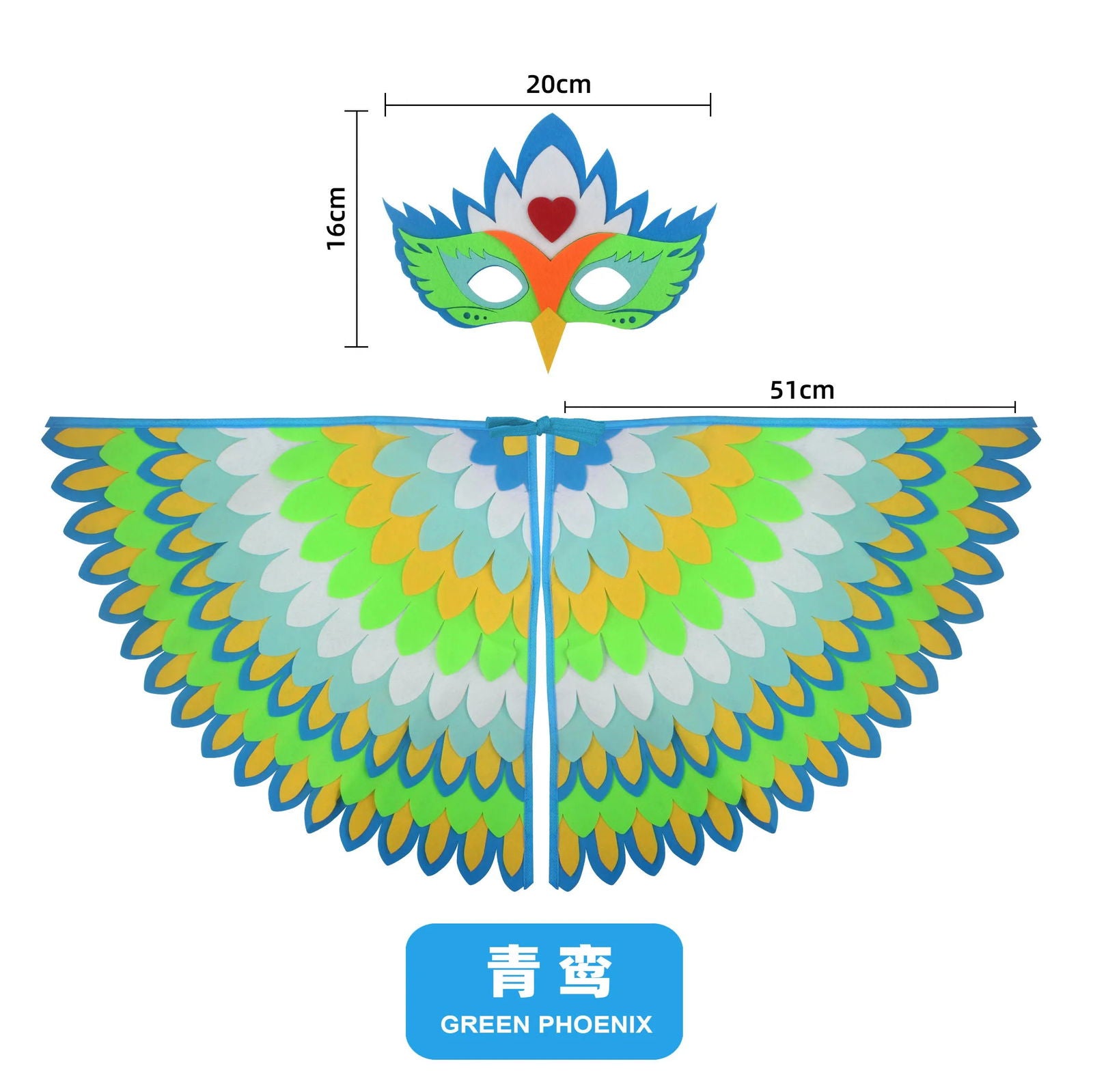 Kids Cosplay Costume Stage Performance Owl Peacock Wings Bird Felt Cape with Mask for Girls Boys Halloween Party Cloak - Slobuy