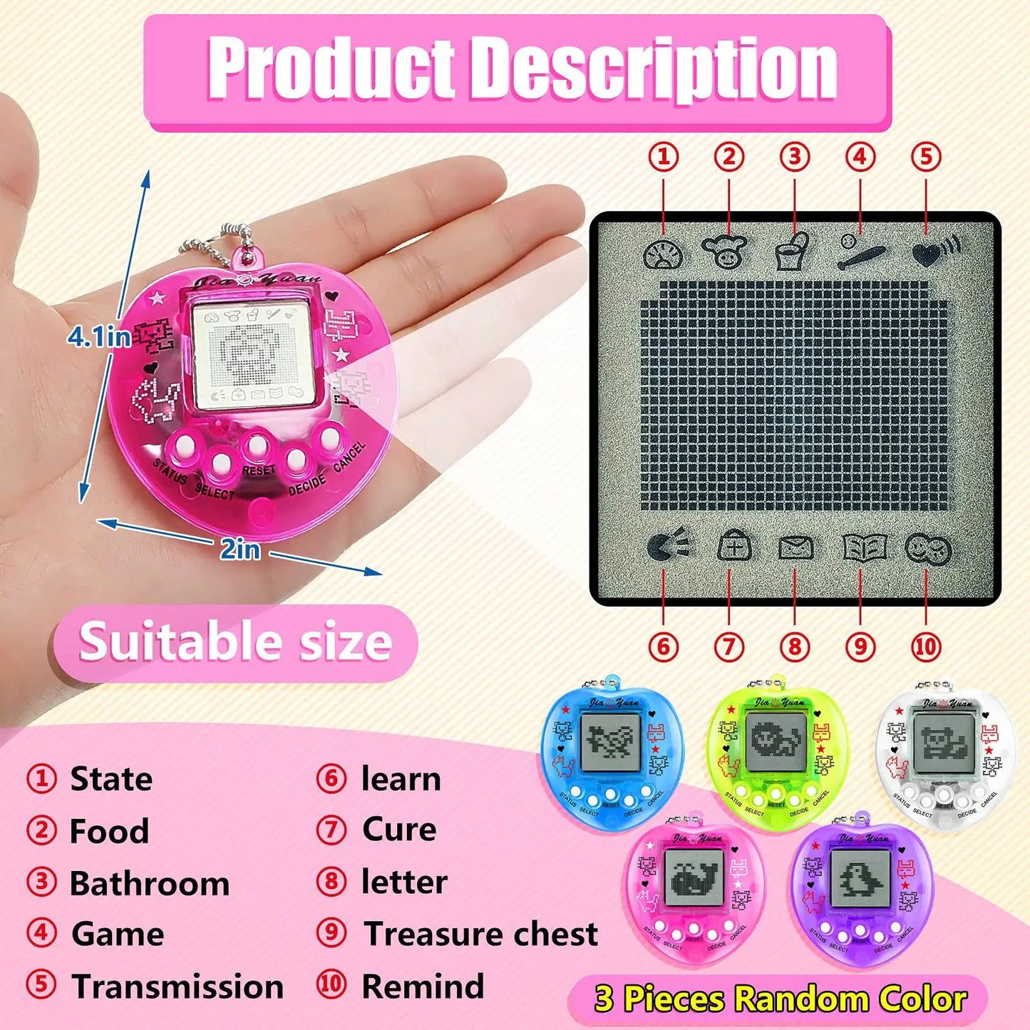 Kids Electronic Pets Game Tamagotchi Handheld Game Console Toy in Russian Original German Spanish Polish Virtual Digital Pet Toy - Slobuy