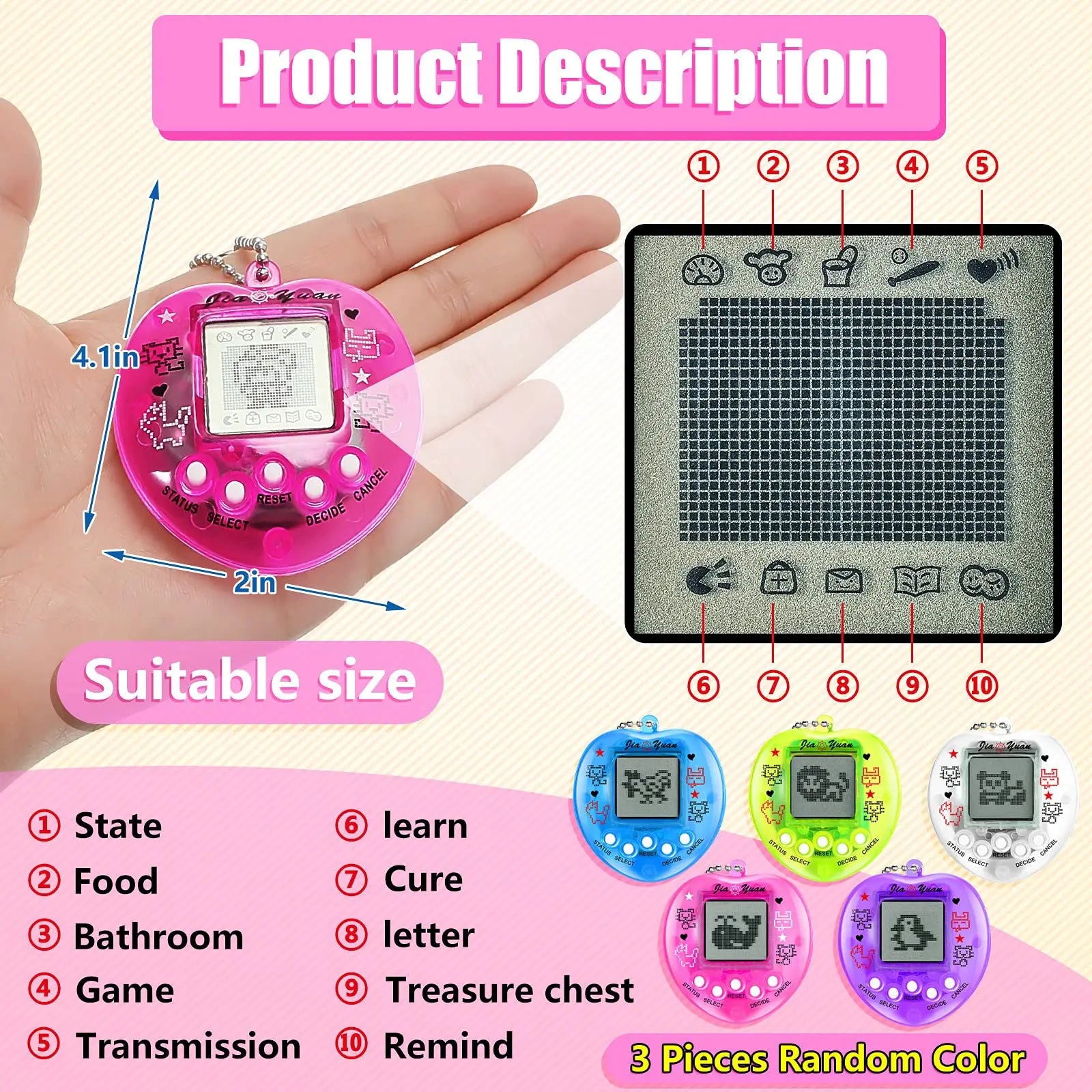 Kids Electronic Pets Game Tamagotchi Handheld Game Console Toy in Russian Original German Spanish Polish Virtual Digital Pet Toy - Slobuy