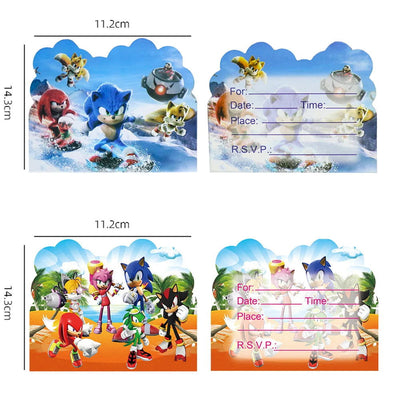 Kids Favor 10pcs New Sonik Invitation Card Event Party Wedding Greeting Card Boy Birthday Party Paper Thank You Card Supply - Slobuy