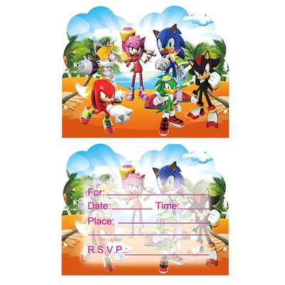 Kids Favor 10pcs New Sonik Invitation Card Event Party Wedding Greeting Card Boy Birthday Party Paper Thank You Card Supply - Slobuy