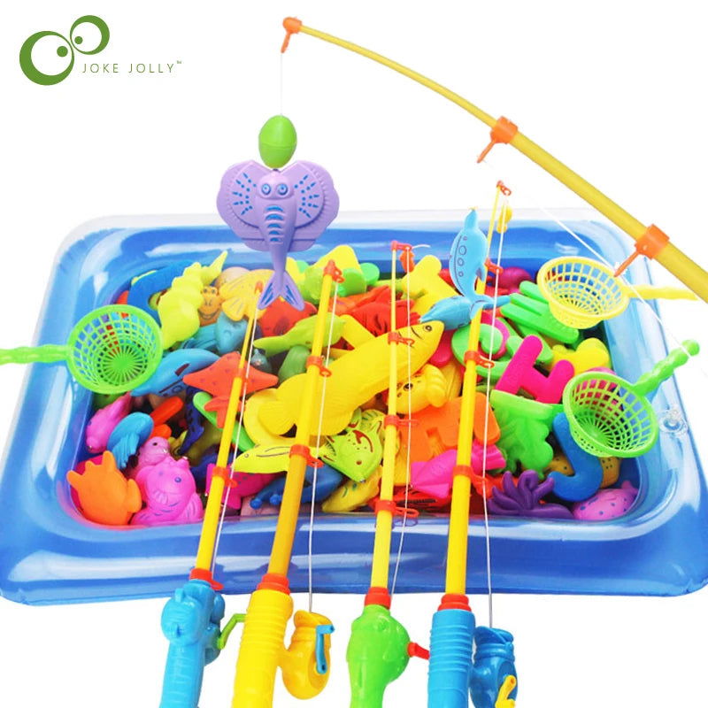 Kids' Fishing Toy Set Play Water Toys for Baby Magnetic Rod and Fish with Inflatable Pool Outdoor Sport Toys for Children - Slobuy
