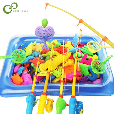 Kids' Fishing Toy Set Play Water Toys for Baby Magnetic Rod and Fish with Inflatable Pool Outdoor Sport Toys for Children - Slobuy