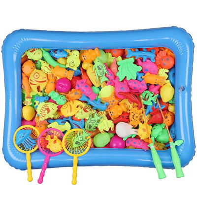 Kids' Fishing Toy Set Play Water Toys for Baby Magnetic Rod and Fish with Inflatable Pool Outdoor Sport Toys for Children - Slobuy