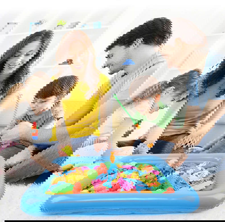 Kids' Fishing Toy Set Play Water Toys for Baby Magnetic Rod and Fish with Inflatable Pool Outdoor Sport Toys for Children - Slobuy