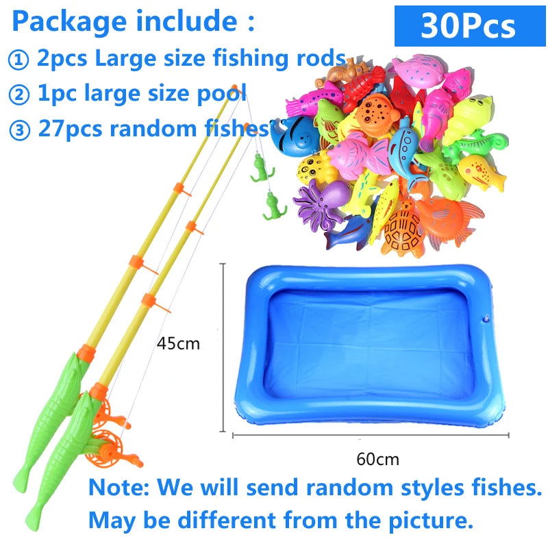 Kids' Fishing Toy Set Play Water Toys for Baby Magnetic Rod and Fish with Inflatable Pool Outdoor Sport Toys for Children - Slobuy