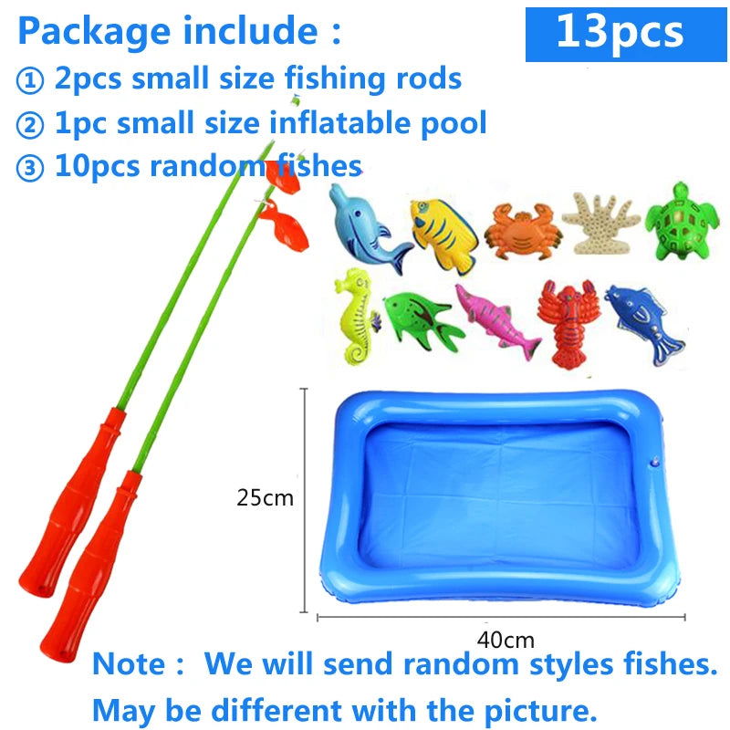 Kids' Fishing Toy Set Play Water Toys for Baby Magnetic Rod and Fish with Inflatable Pool Outdoor Sport Toys for Children - Slobuy