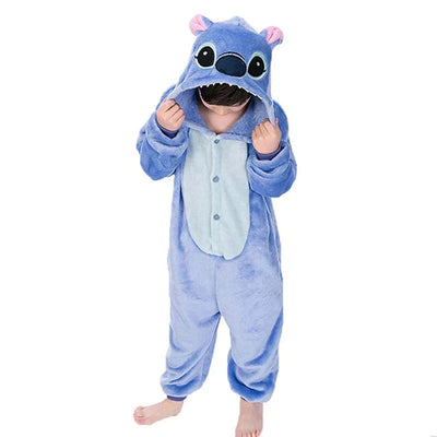 Kids Lilo Stitch Cosplay Costumes Jumpsuit Kigurumi Pajamas Stitch Cute Child Hooded Sleepwear Halloween Boys Girls Clothes - Slobuy