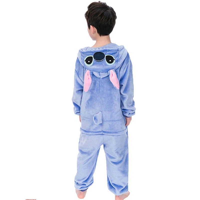 Kids Lilo Stitch Cosplay Costumes Jumpsuit Kigurumi Pajamas Stitch Cute Child Hooded Sleepwear Halloween Boys Girls Clothes - Slobuy