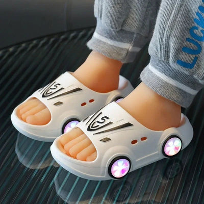 Kids Luminous Slippers Summer Indoor Cartoon Car Girls Shoes Soft Anti-slip Boy Beach Shoes Fashion Outdoor Children LED Slipper - Slobuy