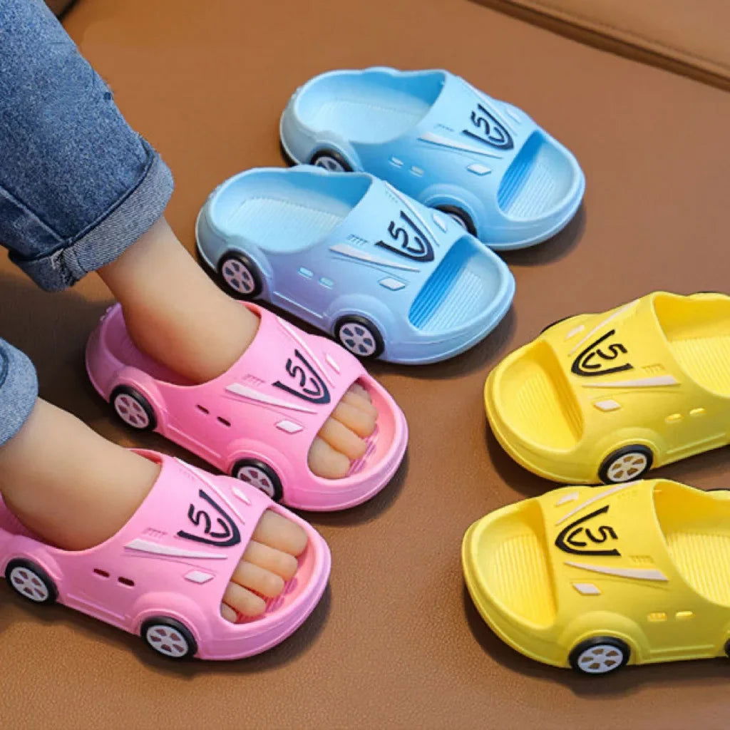 Kids Luminous Slippers Summer Indoor Cartoon Car Girls Shoes Soft Anti-slip Boy Beach Shoes Fashion Outdoor Children LED Slipper - Slobuy