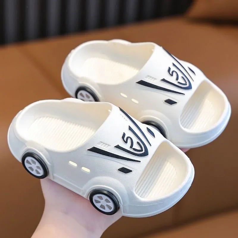 Kids Luminous Slippers Summer Indoor Cartoon Car Girls Shoes Soft Anti-slip Boy Beach Shoes Fashion Outdoor Children LED Slipper - Slobuy