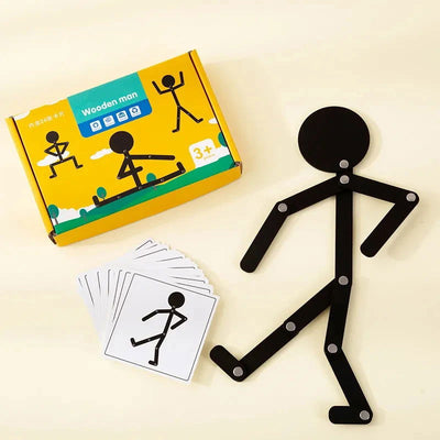Kids Montessori Educational Wooden Stick Men Puzzle Game Kids Hand Skill Fine Motor Training Assemble Toys For Baby Imagination - Slobuy