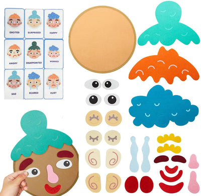 Kids Montessori Facial Expression Game Emotional Change Toys With 9pcs Cards Preschool Learning Educational Toys - Slobuy
