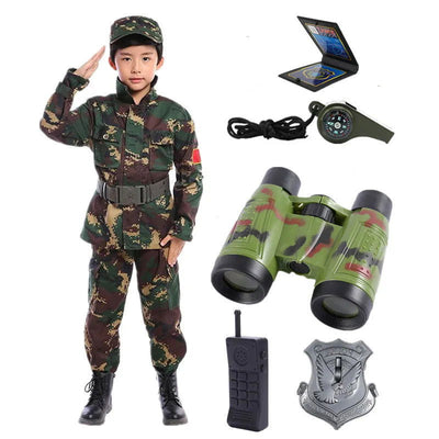 Kids Soldier Costume for Kid Party Army Costume camouflage Costumes for Boys Jungle Field Sniper Set with Pistol Compass Whistle - Slobuy