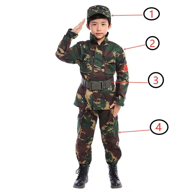 Kids Soldier Costume for Kid Party Army Costume camouflage Costumes for Boys Jungle Field Sniper Set with Pistol Compass Whistle - Slobuy