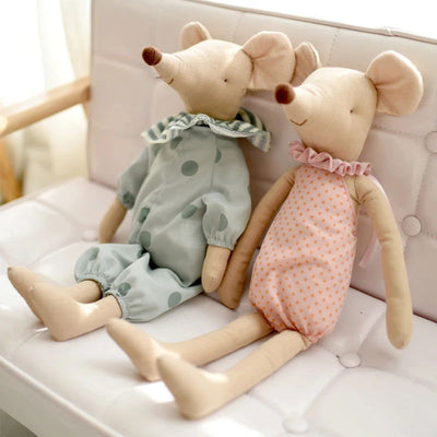 Kids Toy Little and Cute Pink Cotton Bowknot and Green Bowknot Mouse Doll Stuffed Toy - Slobuy
