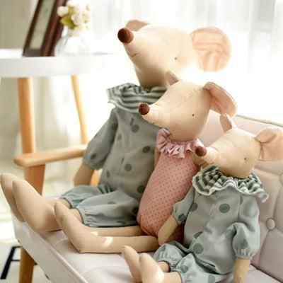 Kids Toy Little and Cute Pink Cotton Bowknot and Green Bowknot Mouse Doll Stuffed Toy - Slobuy