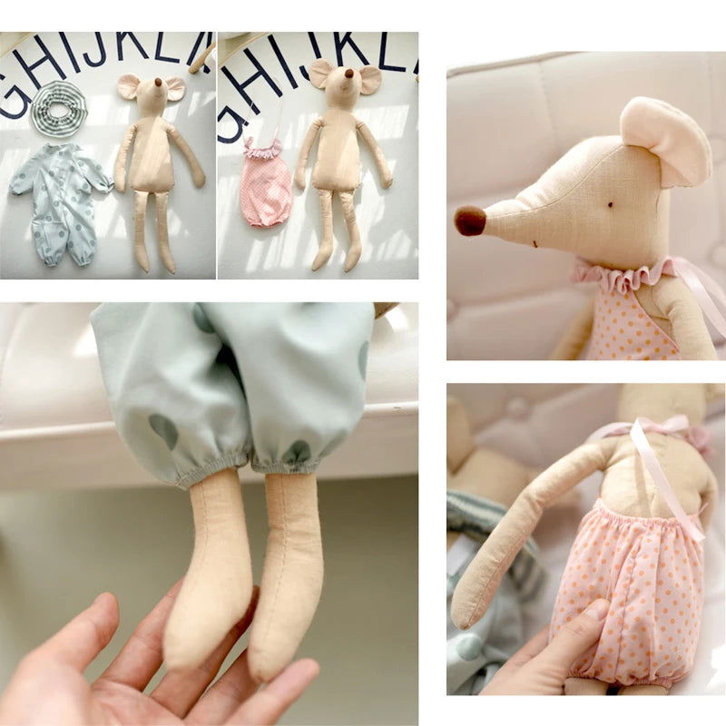 Kids Toy Little and Cute Pink Cotton Bowknot and Green Bowknot Mouse Doll Stuffed Toy - Slobuy