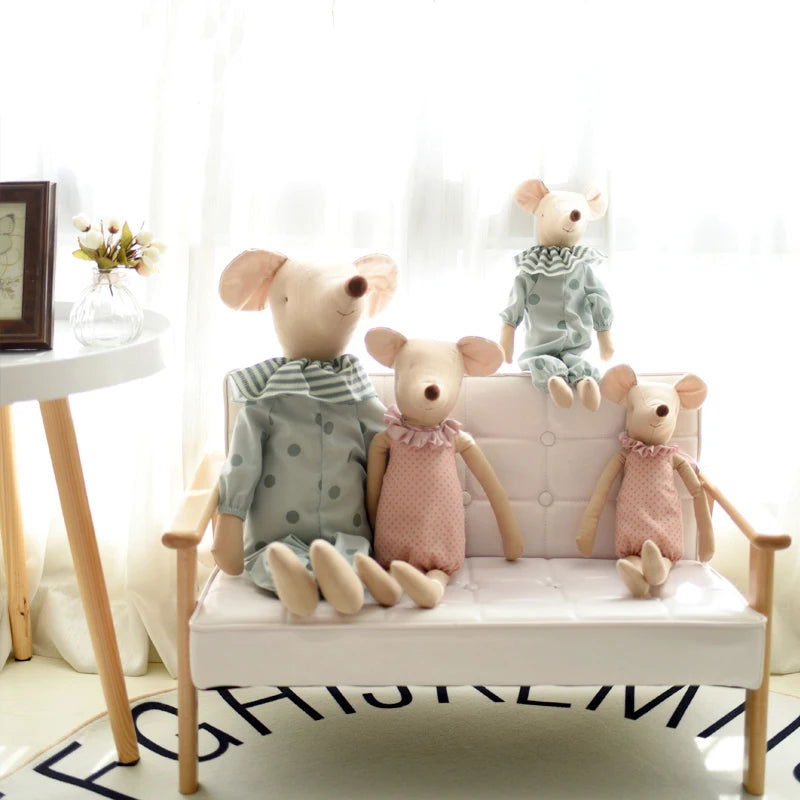 Kids Toy Little and Cute Pink Cotton Bowknot and Green Bowknot Mouse Doll Stuffed Toy - Slobuy