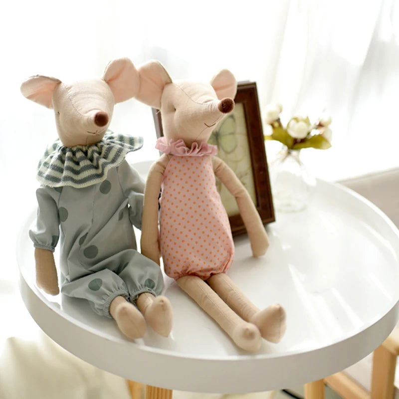 Kids Toy Little and Cute Pink Cotton Bowknot and Green Bowknot Mouse Doll Stuffed Toy - Slobuy