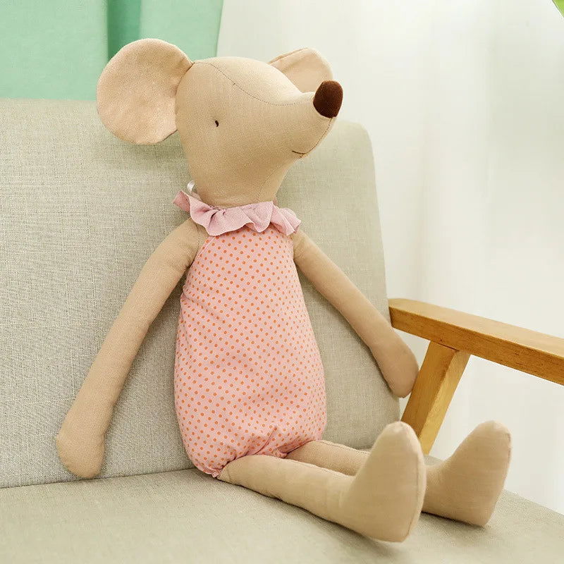 Kids Toy Little and Cute Pink Cotton Bowknot and Green Bowknot Mouse Doll Stuffed Toy - Slobuy