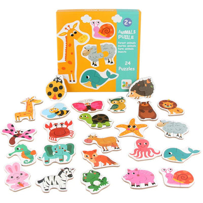 Kids Wooden Jigsaw Matching Puzzle Game Baby Early Learning Cognition Animal Fruit Traffic Educational Toys for Children Gifts - Slobuy