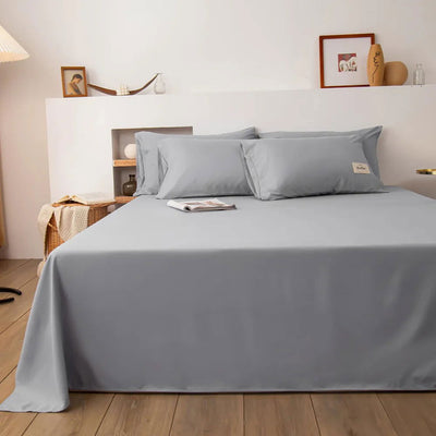 1 pc Bed Flat Sheet for Double Bed Plain Solid Color Top Sheets Single/Queen/King Flat Bedsheets Soft Home Bed Linen Sheets - Slobuy