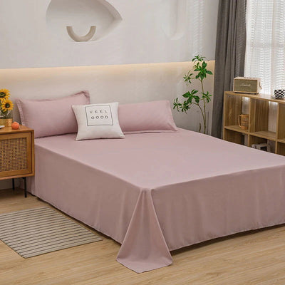 1 pc Bed Flat Sheet for Double Bed Plain Solid Color Top Sheets Single/Queen/King Flat Bedsheets Soft Home Bed Linen Sheets - Slobuy