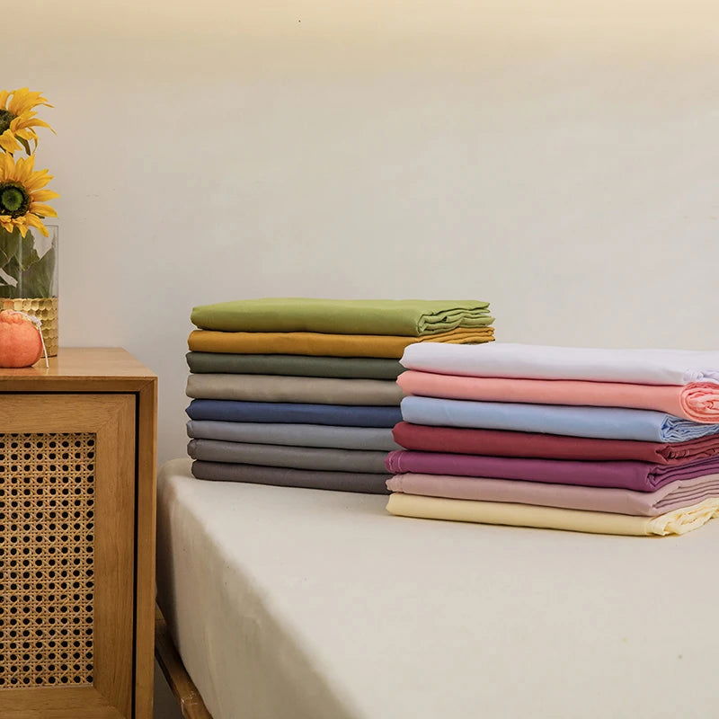 1 pc Bed Flat Sheet for Double Bed Plain Solid Color Top Sheets Single/Queen/King Flat Bedsheets Soft Home Bed Linen Sheets - Slobuy