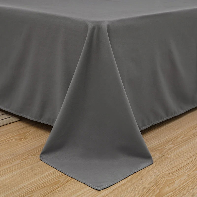1 pc Bed Flat Sheet for Double Bed Plain Solid Color Top Sheets Single/Queen/King Flat Bedsheets Soft Home Bed Linen Sheets - Slobuy
