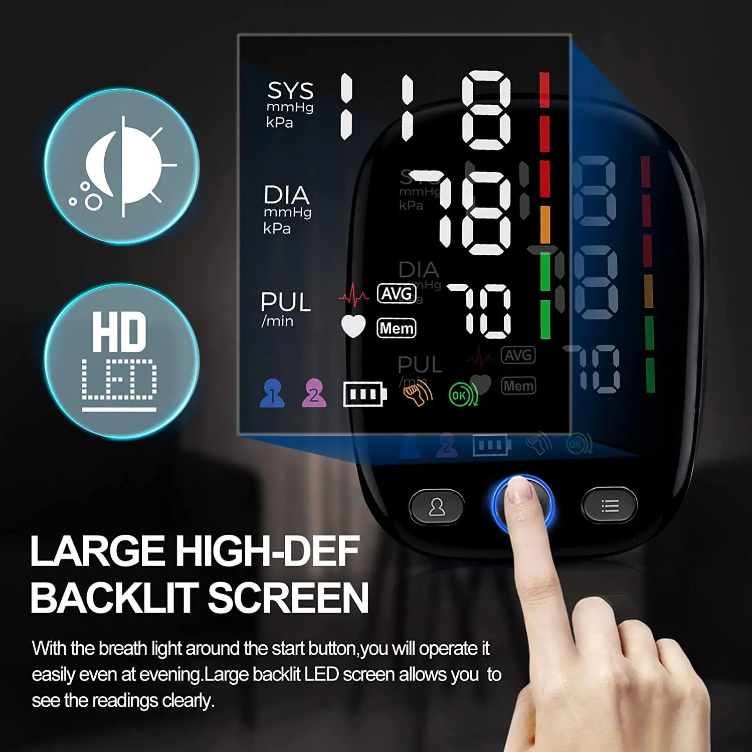 Kingclinic Blood Pressure Monitor Upper Arm Automatic BP Cuff Machine with LED Display for Home Use Health Care - Slobuy