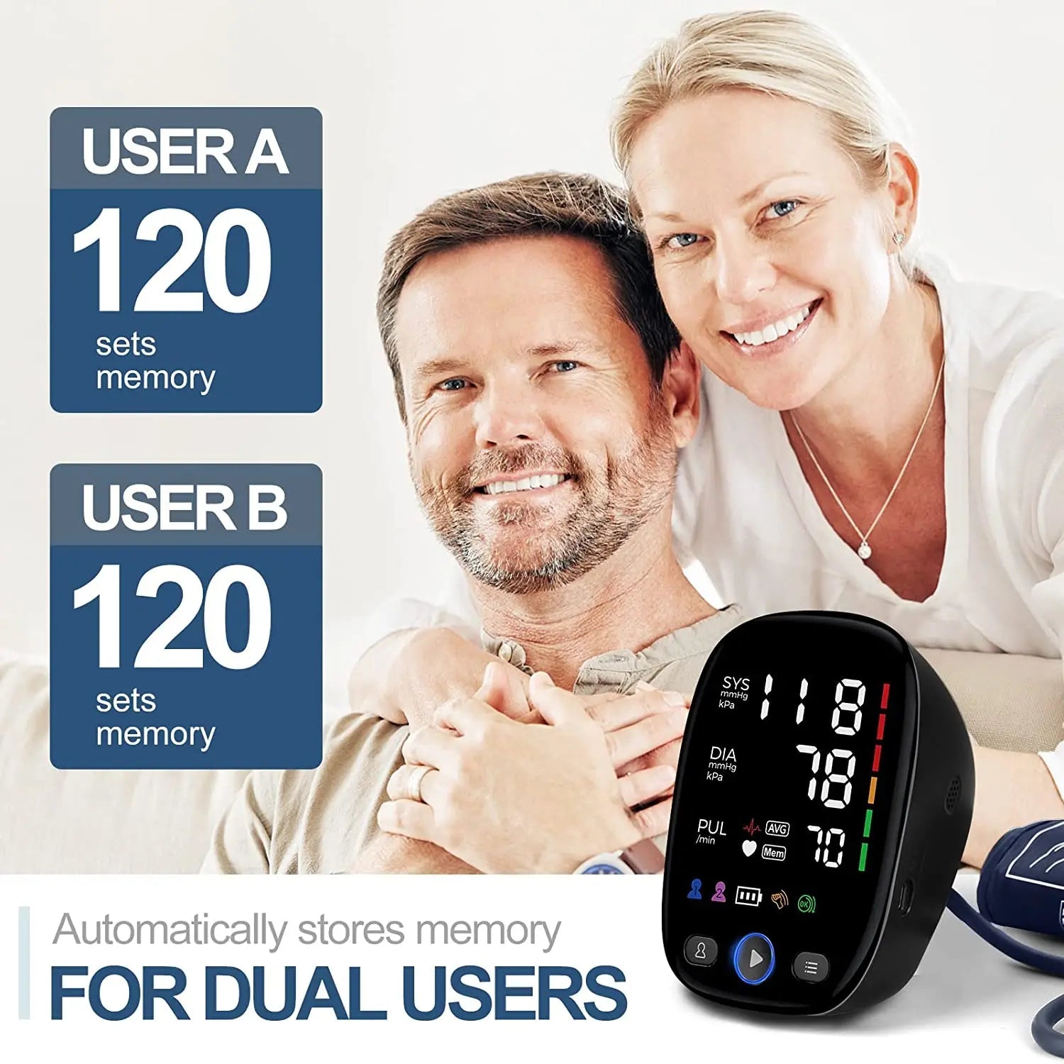 Kingclinic Blood Pressure Monitor Upper Arm Automatic BP Cuff Machine with LED Display for Home Use Health Care - Slobuy