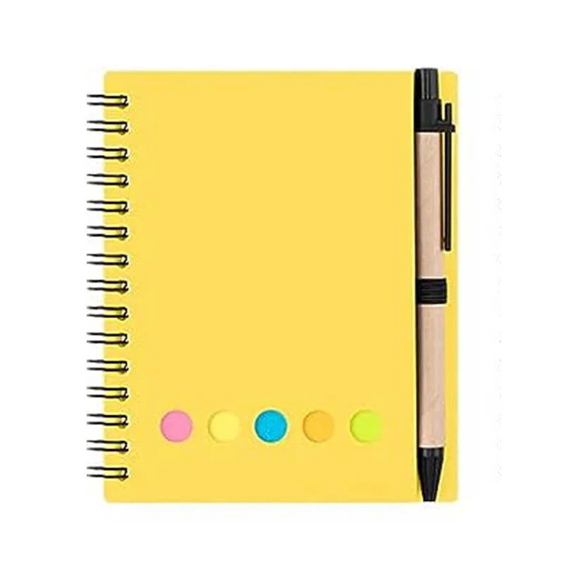 Kisdo Lined Spiral Notebook Kraft Paper Cover Notepad with Pen In Holder, Sticky Notes and Page Marker, Business Small Notebook - Slobuy