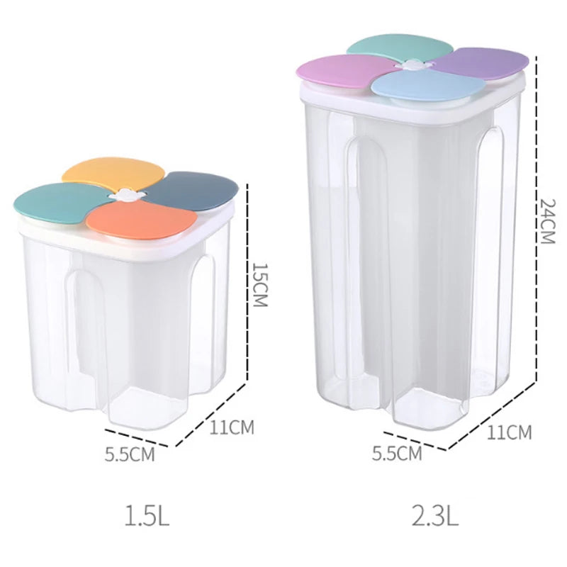 Kitchen Cereals Storage Box Plastic 4 grids Cereals Sealed Jar Food Container Moisture-proof Grain Tank Spaghetti Keep Fresh Box - Slobuy