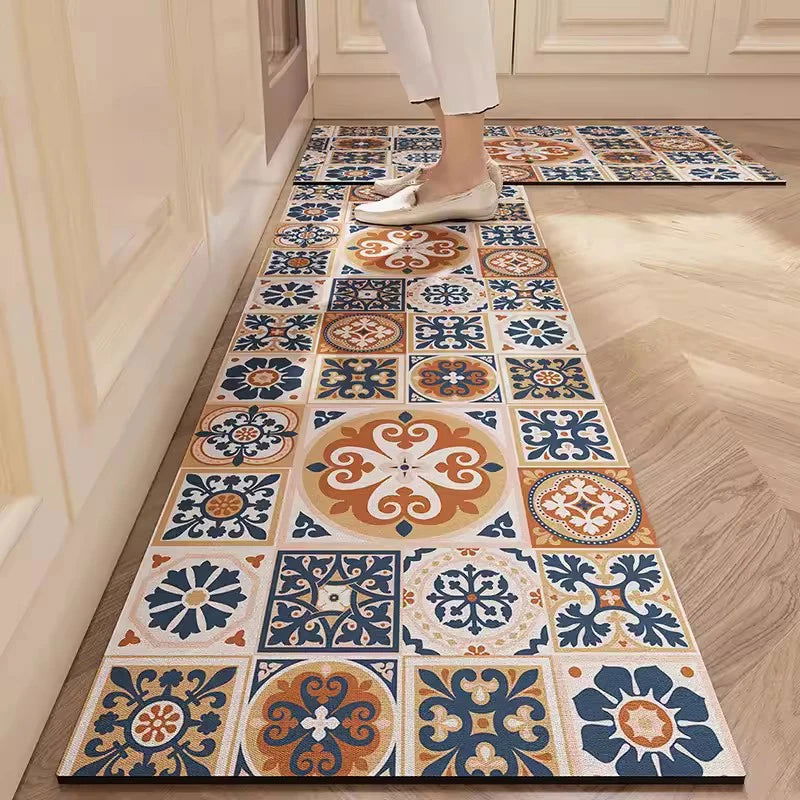 Kitchen Mat Rug Absorbent Printed Kitchen Rugs Non-slip Floor Mat Hallway Long Carpets for Living Room Bedroom Entrance Doormat - Slobuy